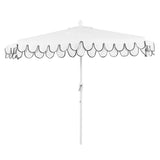 Terrace Arc 9 ft. Classic MidCentury Scalloped Fringe Market Patio Half Umbrella with CrankTilt Button and UV Protection