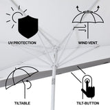 Terrace Arc 9 ft. Classic MidCentury Scalloped Fringe Market Patio Half Umbrella with CrankTilt Button and UV Protection