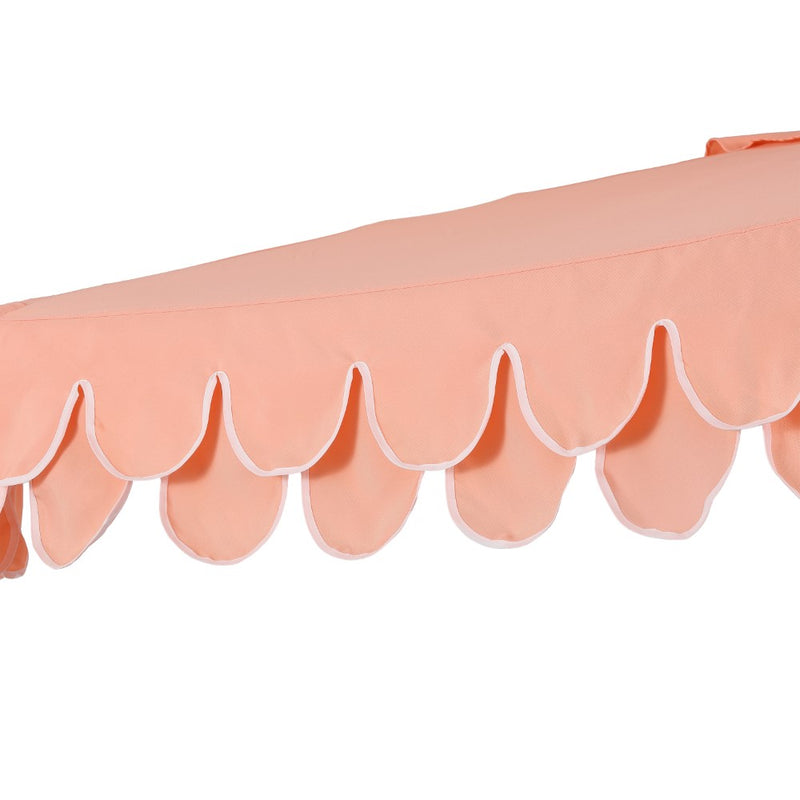 Terrace Arc 9 ft. Classic MidCentury Scalloped Fringe Market Patio Half Umbrella with CrankTilt Button and UV Protection