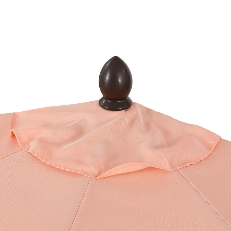 Terrace Arc 9 ft. Classic MidCentury Scalloped Fringe Market Patio Half Umbrella with CrankTilt Button and UV Protection