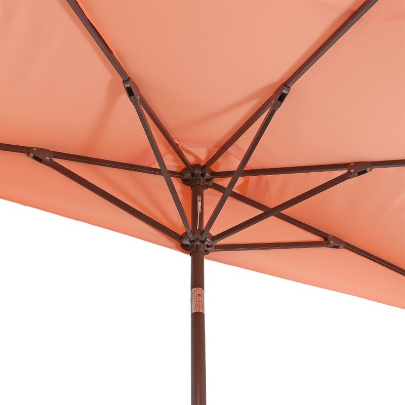 Terrace Arc 9 ft. Classic MidCentury Scalloped Fringe Market Patio Half Umbrella with CrankTilt Button and UV Protection