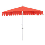 Terrace Arc 9 ft. Classic MidCentury Scalloped Fringe Market Patio Half Umbrella with CrankTilt Button and UV Protection