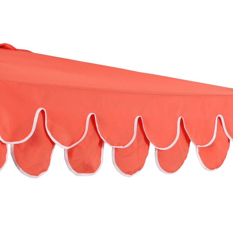 Terrace Arc 9 ft. Classic MidCentury Scalloped Fringe Market Patio Half Umbrella with CrankTilt Button and UV Protection