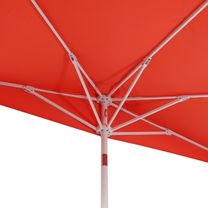 Terrace Arc 9 ft. Classic MidCentury Scalloped Fringe Market Patio Half Umbrella with CrankTilt Button and UV Protection