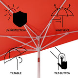 Terrace Arc 9 ft. Classic MidCentury Scalloped Fringe Market Patio Half Umbrella with CrankTilt Button and UV Protection