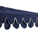 Terrace Arc 9 ft. Classic MidCentury Scalloped Fringe Market Patio Half Umbrella with CrankTilt Button and UV Protection