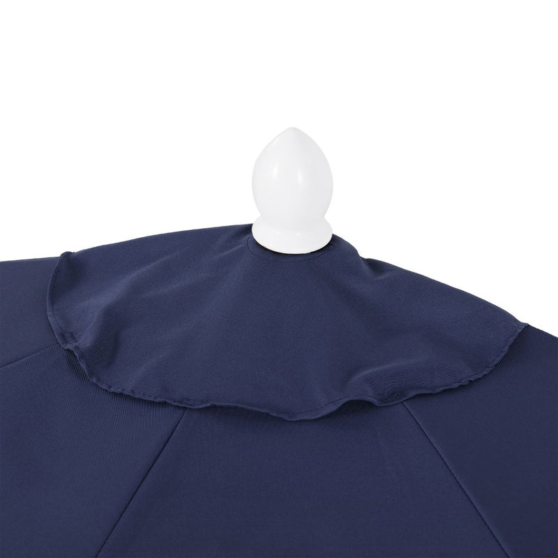 Terrace Arc 9 ft. Classic MidCentury Scalloped Fringe Market Patio Half Umbrella with CrankTilt Button and UV Protection