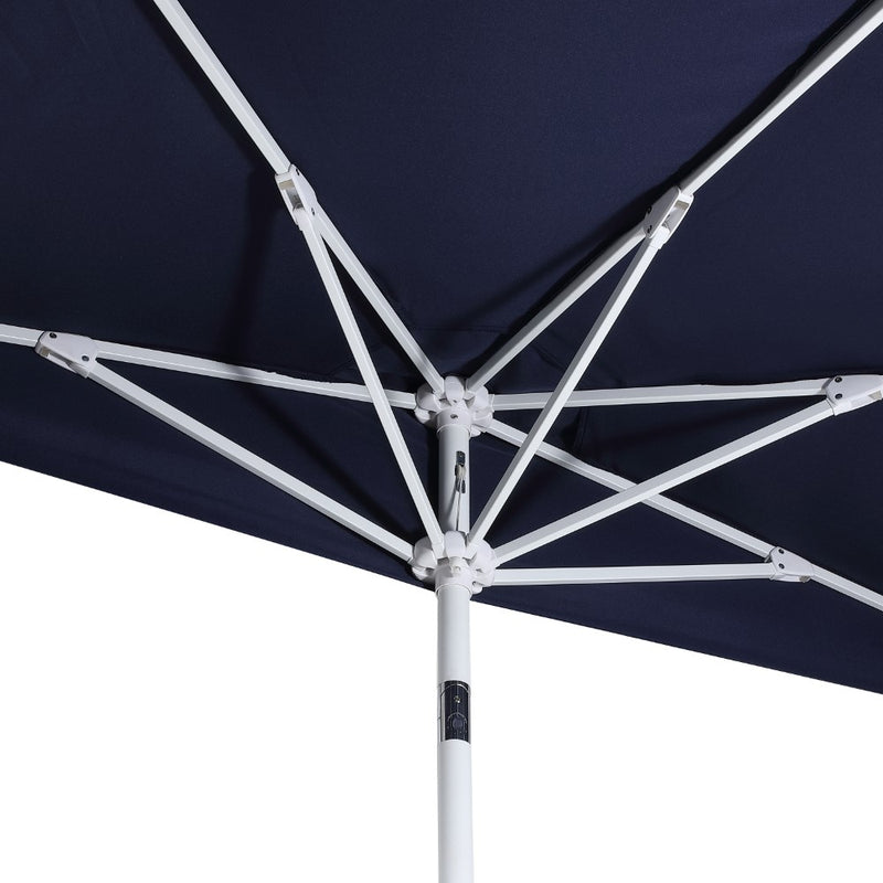 Terrace Arc 9 ft. Classic MidCentury Scalloped Fringe Market Patio Half Umbrella with CrankTilt Button and UV Protection