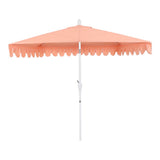 Terrace Arc 9 ft. Classic MidCentury Scalloped Fringe Market Patio Half Umbrella with CrankTilt Button and UV Protection
