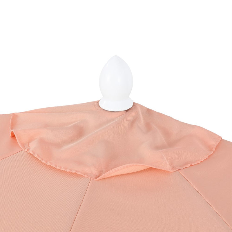 Terrace Arc 9 ft. Classic MidCentury Scalloped Fringe Market Patio Half Umbrella with CrankTilt Button and UV Protection
