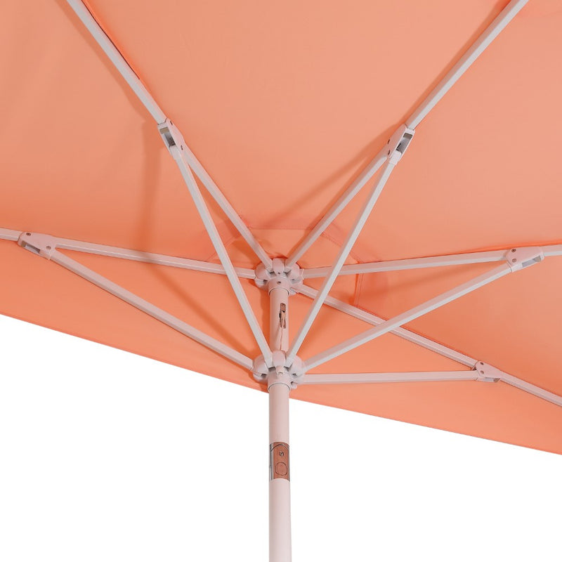 Terrace Arc 9 ft. Classic MidCentury Scalloped Fringe Market Patio Half Umbrella with CrankTilt Button and UV Protection