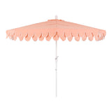 Terrace Arc 9 ft. Classic MidCentury Scalloped Fringe Market Patio Half Umbrella with CrankTilt Button and UV Protection