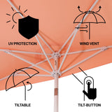 Terrace Arc 9 ft. Classic MidCentury Scalloped Fringe Market Patio Half Umbrella with CrankTilt Button and UV Protection