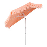 Terrace Arc 9 ft. Classic MidCentury Scalloped Fringe Market Patio Half Umbrella with CrankTilt Button and UV Protection