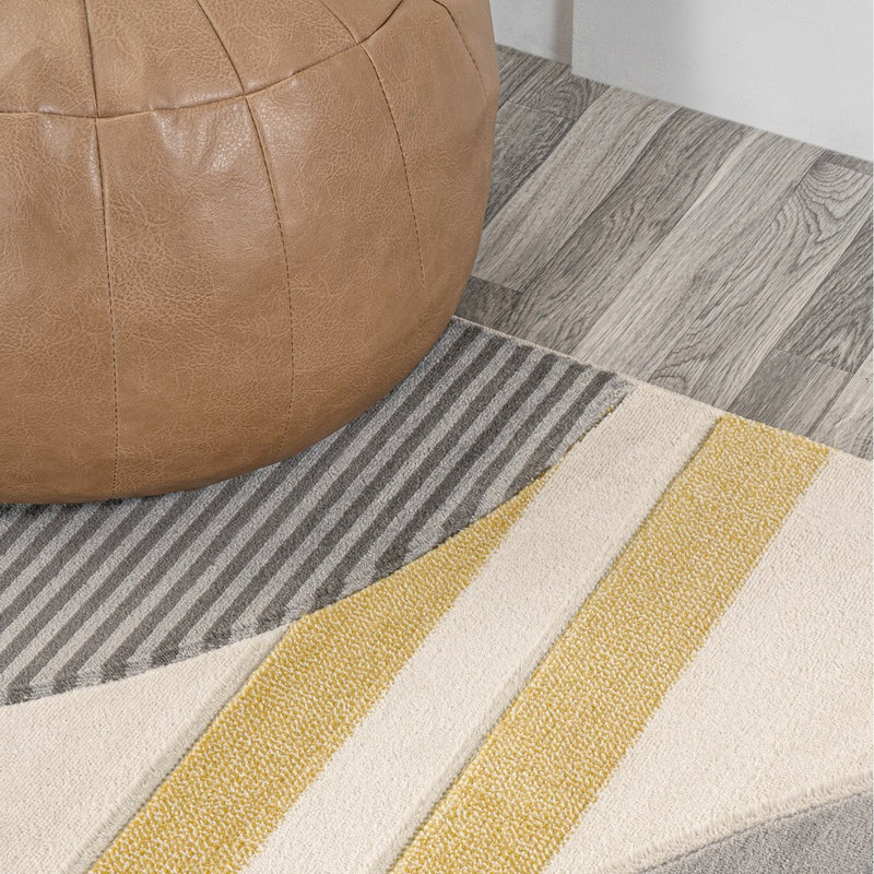 Nicky Geometric Striped Circles Area Rug