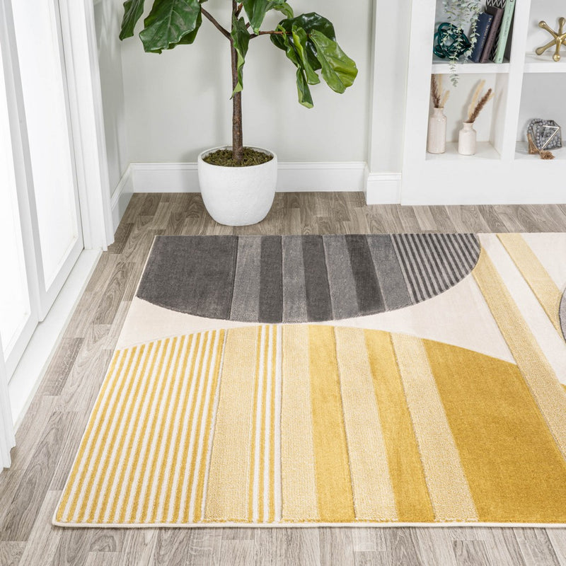 Nicky Geometric Striped Circles Area Rug