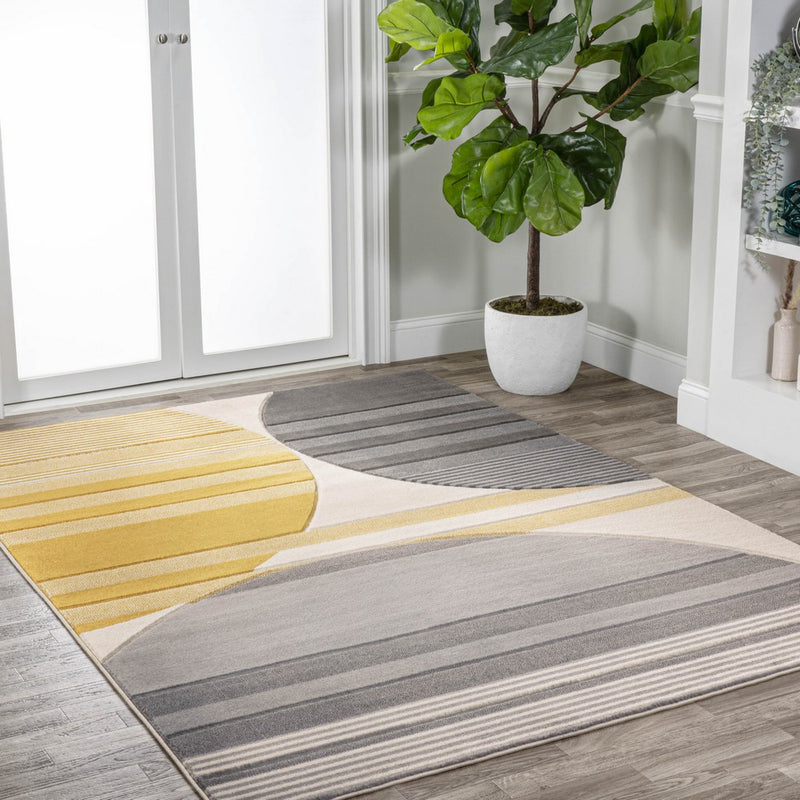 Nicky Geometric Striped Circles Area Rug