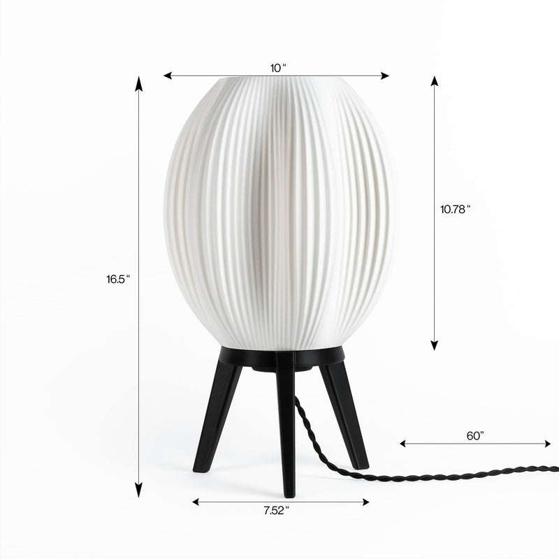 Wavy Modern Contemporary Plant-Based PLA 3D Printed Dimmable LED Table Lamp - JONATHAN Y