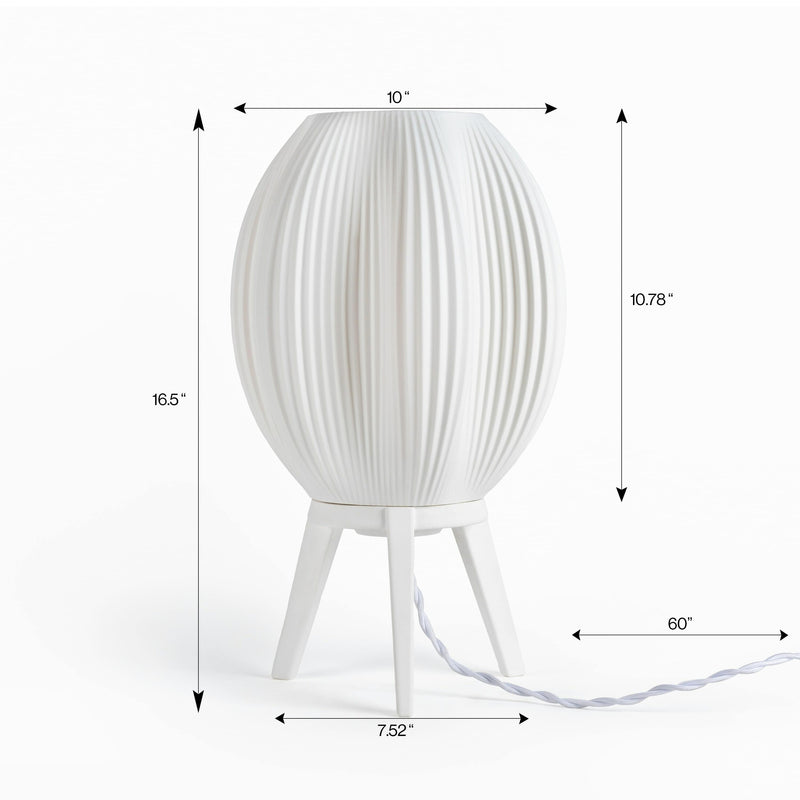 Wavy Modern Contemporary Plant-Based PLA 3D Printed Dimmable LED Table Lamp - JONATHAN Y
