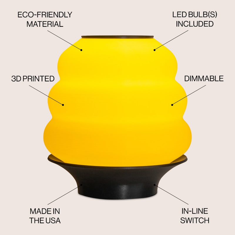 Honey Pot Minimalist Classic Plant-Based PLA 3D Printed Dimmable LED Table Lamp - JONATHAN Y
