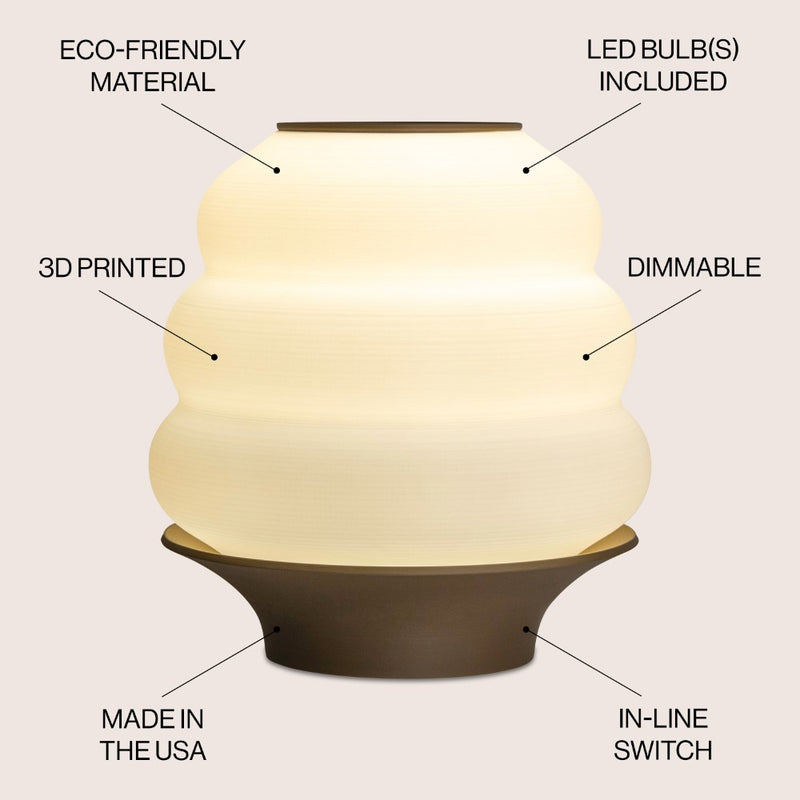 Honey Pot Minimalist Classic Plant-Based PLA 3D Printed Dimmable LED Table Lamp - JONATHAN Y