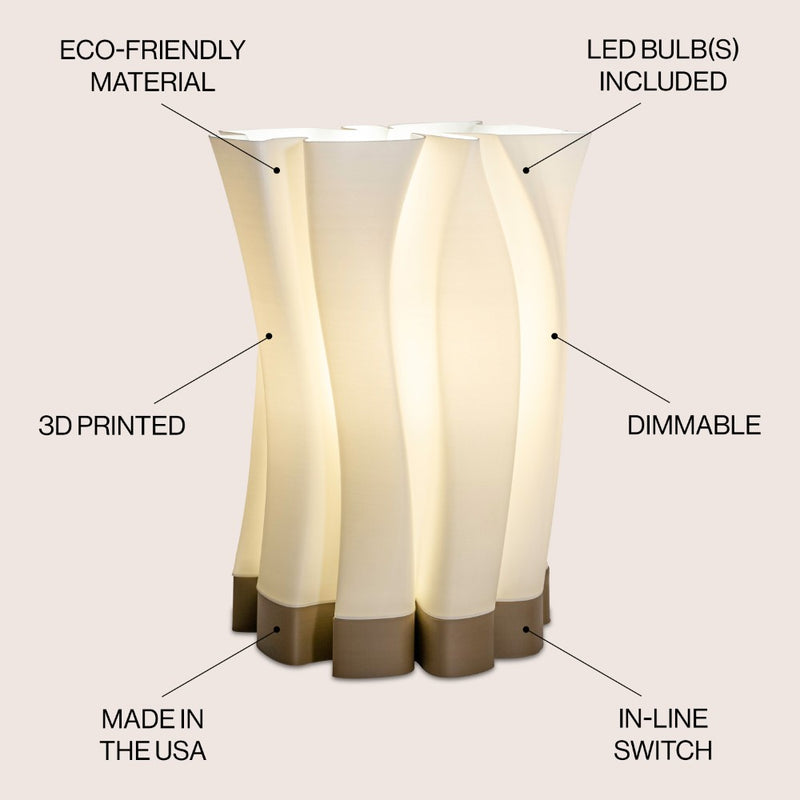 Flame Modern Bohemian Plant-Based PLA 3D Printed Dimmable LED Table Lamp - JONATHAN Y