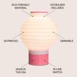 Asian Lantern Vintage Traditional Plant-Based PLA 3D Printed Dimmable LED Table Lamp - JONATHAN Y