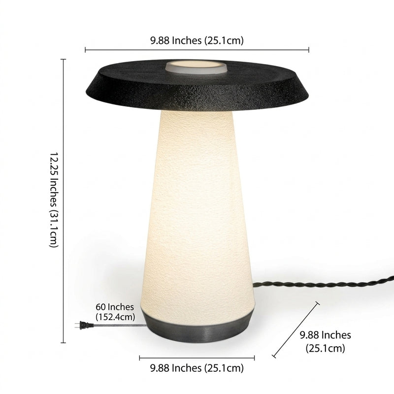 Bruno 12.25" Mid-Century Minimalist Plant-Based PLA 3D Printed Dimmable LED Table Lamp White/Black – DIM
