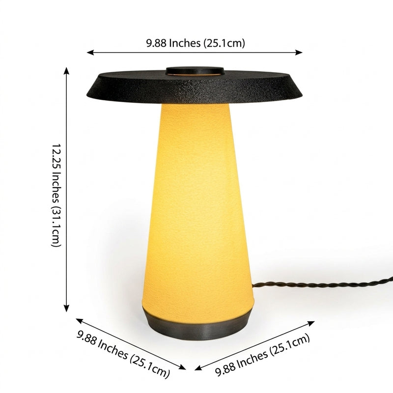 Bruno 12.25" Mid-Century Minimalist Plant-Based PLA 3D Printed Dimmable LED Table Lamp Yellow/Black – DIM