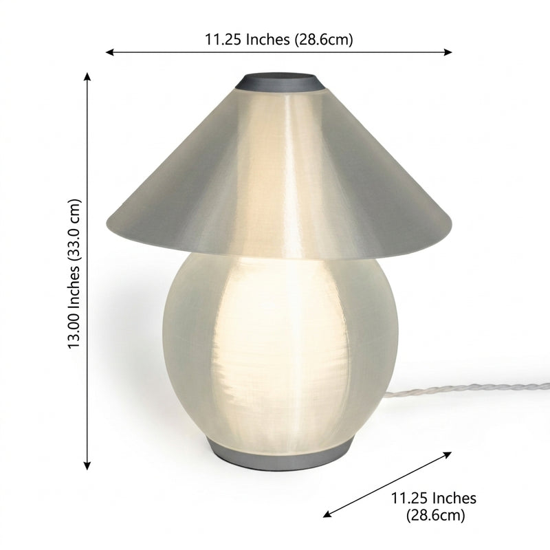 Opal 13" Modern Contemporary Plant-Based PLA 3D Printed Dimmable LED Table Lamp Light Smoke/Gray – DIM