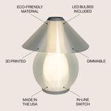 Opal 13" Modern Contemporary Plant-Based PLA 3D Printed Dimmable LED Table Lamp - JONATHAN Y