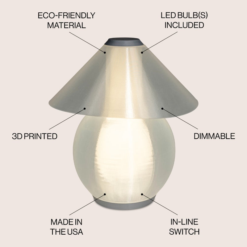 Opal 13" Modern Contemporary Plant-Based PLA 3D Printed Dimmable LED Table Lamp - JONATHAN Y