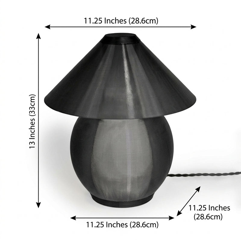 Opal 13" Modern Contemporary Plant-Based PLA 3D Printed Dimmable LED Table Lamp Dark Smoke/Black – DIM