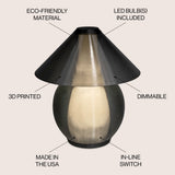 Opal 13" Modern Contemporary Plant-Based PLA 3D Printed Dimmable LED Table Lamp - JONATHAN Y