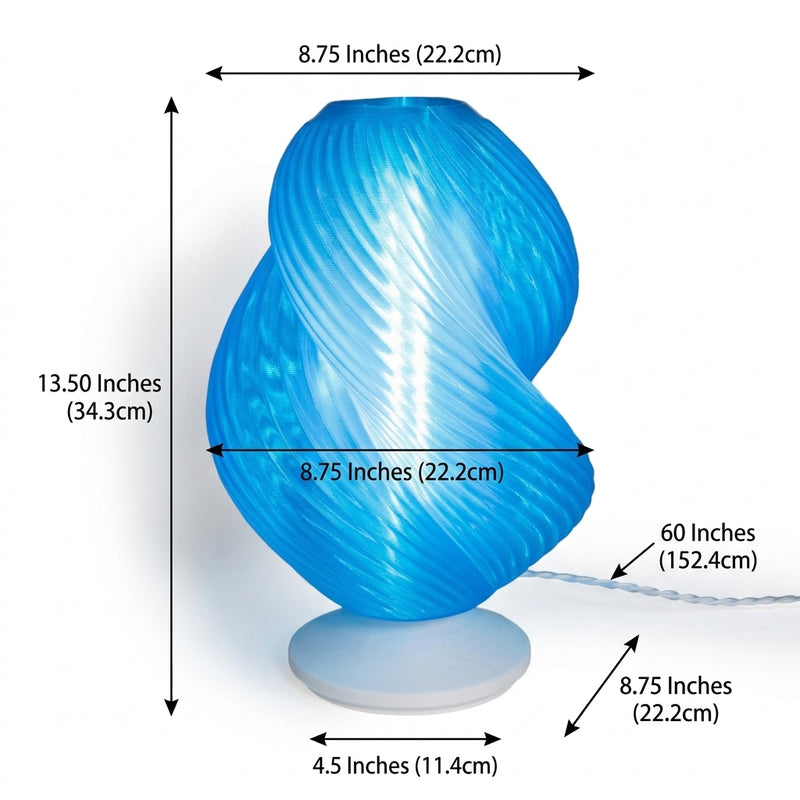 Gema 13.5" Mid-Century Coastal Plant-Based PLA 3D Printed Dimmable LED Table Lamp Clear Blue/White – DIM