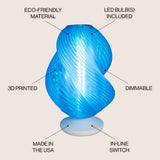 Gema 13.5" Mid-Century Coastal Plant-Based PLA 3D Printed Dimmable LED Table Lamp - JONATHAN Y