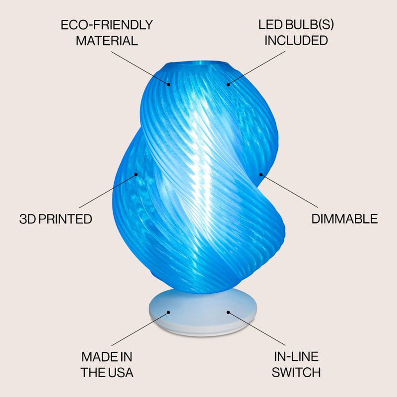 Gema 13.5" Mid-Century Coastal Plant-Based PLA 3D Printed Dimmable LED Table Lamp - JONATHAN Y