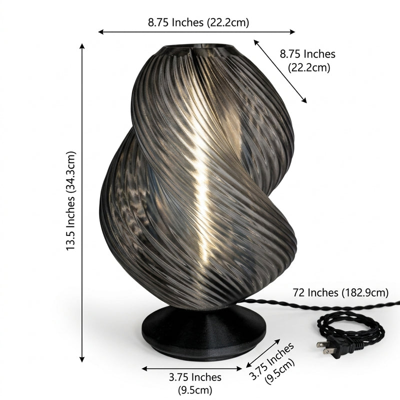 Gema 13.5" Mid-Century Coastal Plant-Based PLA 3D Printed Dimmable LED Table Lamp Dark Smoke/Black – DIM
