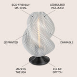 Gema 13.5" Mid-Century Coastal Plant-Based PLA 3D Printed Dimmable LED Table Lamp