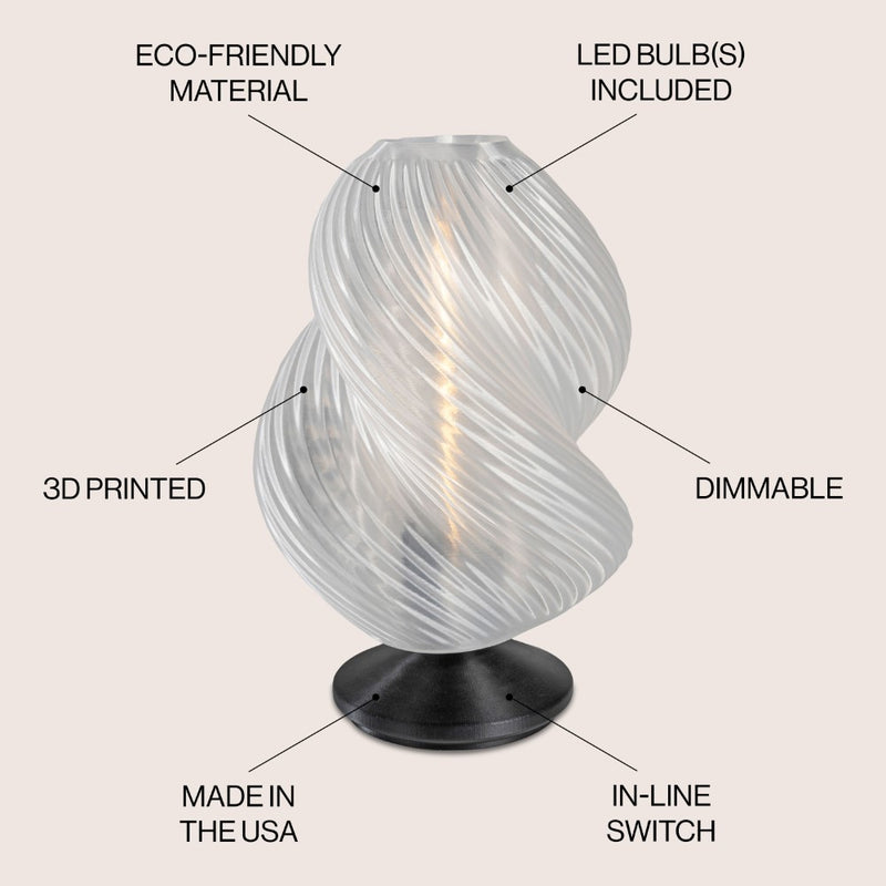 Gema 13.5" Mid-Century Coastal Plant-Based PLA 3D Printed Dimmable LED Table Lamp