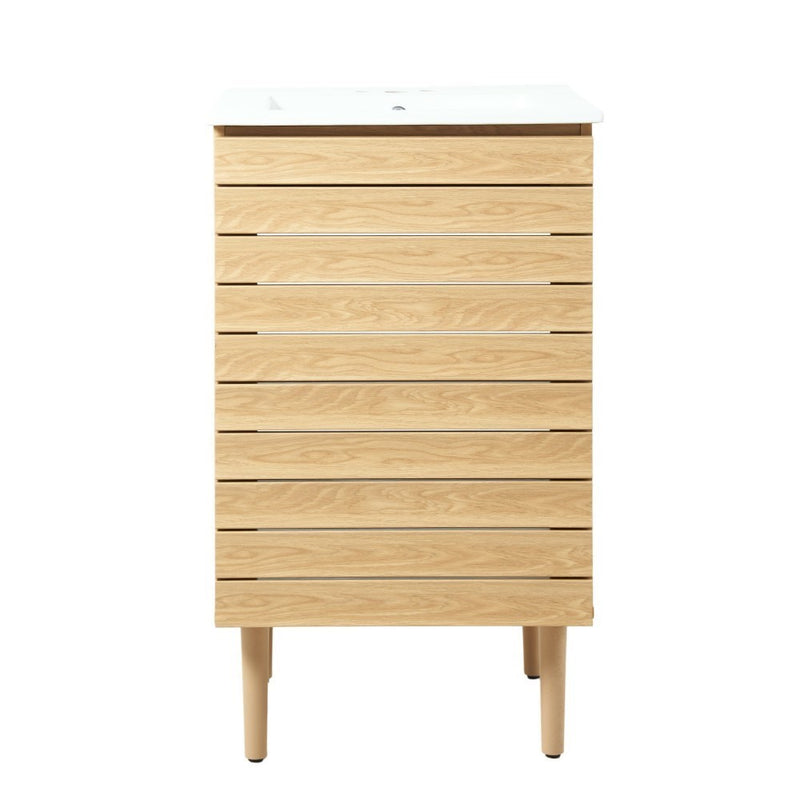Aubert Thick Linear Slat Modern Farmhouse 2-Shelf Bath Vanity Cabinet Only (Sink Basin not Included) - JONATHAN Y