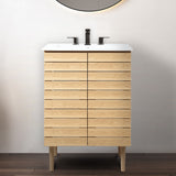 Aubert Thick Linear Slat Modern Farmhouse 2-Shelf Bath Vanity Cabinet Only (Sink Basin not Included) - JONATHAN Y