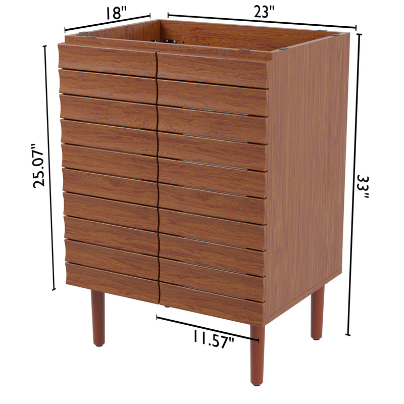 Aubert Thick Linear Slat Modern Farmhouse 2-Shelf Bath Vanity Cabinet Only (Sink Basin not Included) - JONATHAN Y