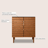 Aubert Thick Linear Slat Modern Farmhouse 2-Shelf Bath Vanity Cabinet Only (Sink Basin not Included)