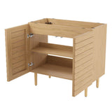 Aubert Thick Linear Slat Modern Farmhouse 2-Shelf Bath Vanity Cabinet Only (Sink Basin not Included)
