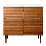 Aubert Thick Linear Slat Modern Farmhouse 2-Shelf Bath Vanity Cabinet Only (Sink Basin not Included)