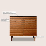 Aubert Thick Linear Slat Modern Farmhouse 2-Shelf Bath Vanity Cabinet Only (Sink Basin not Included)