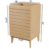 Calandre Thin Linear Slat Modern Farmhouse 2-Shelf Bath Vanity Cabinet Only (Sink Basin not Included) - JONATHAN Y