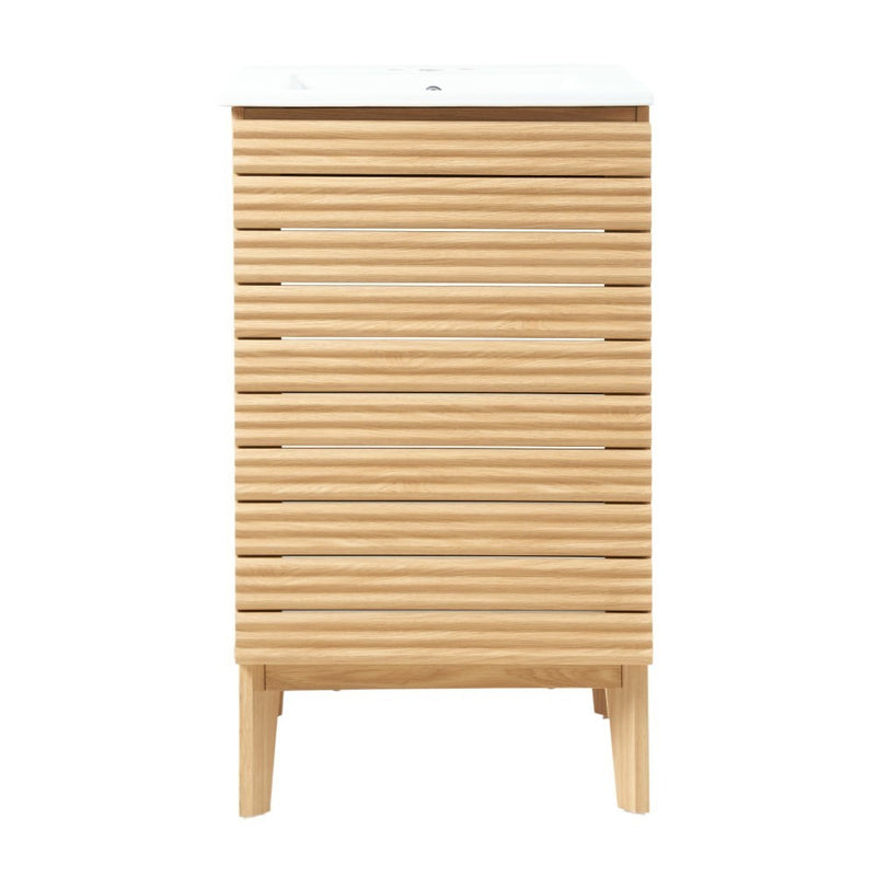 Calandre Thin Linear Slat Modern Farmhouse 2-Shelf Bath Vanity Cabinet Only (Sink Basin not Included) - JONATHAN Y