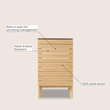 Calandre Thin Linear Slat Modern Farmhouse 2-Shelf Bath Vanity Cabinet Only (Sink Basin not Included) - JONATHAN Y